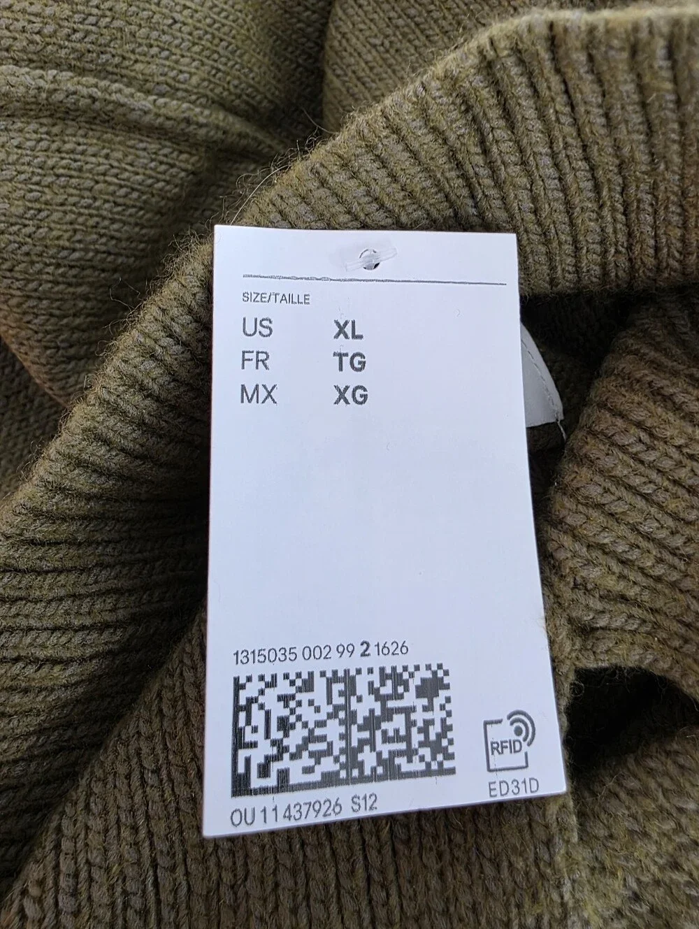 NWT H&M Knit Olive Green Pullover XL